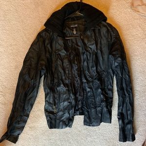 black leather jacket